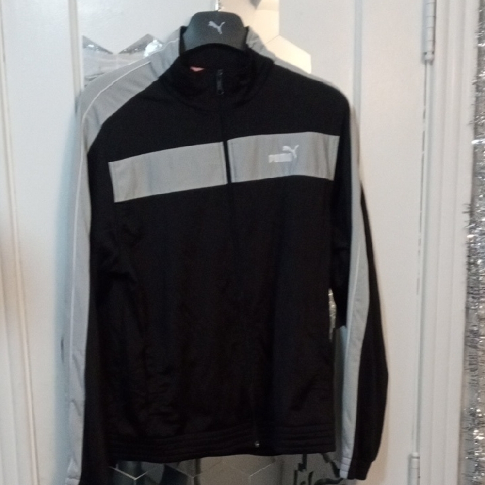 Puma Men's Black and Silver Windbreaker